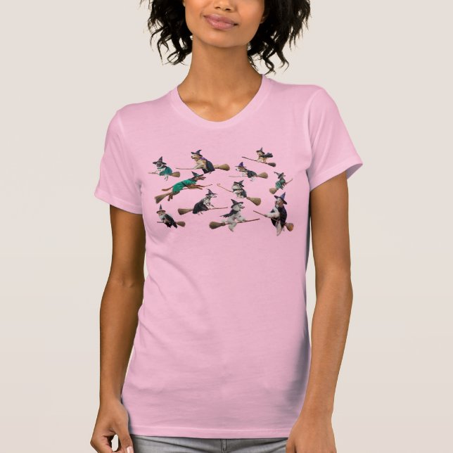 Söta Hundhäxor Halloween T Shirt (Framsida)