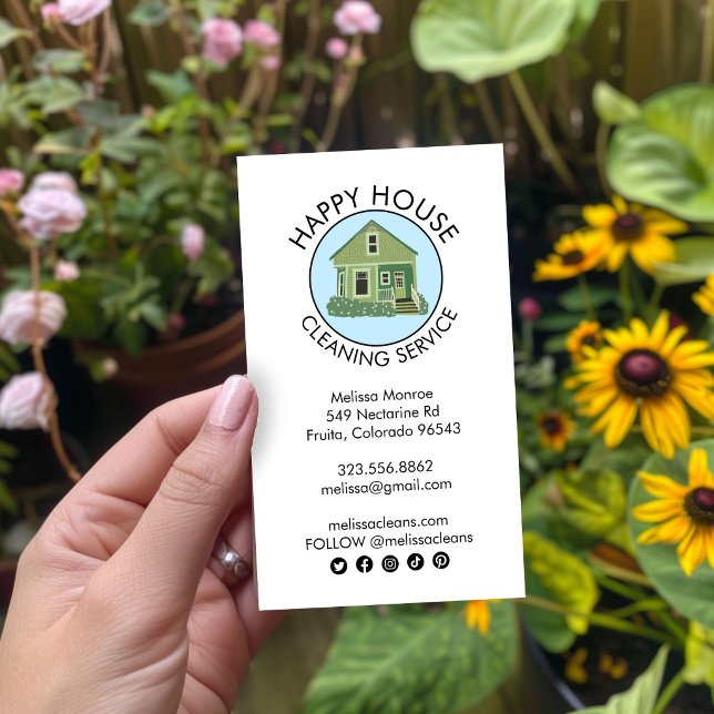 Söta Hus Logotyp Städning Hemtjänster Socialt Ikon Visitkort (Cute House Logo Cleaning Home Services Social Icon Business Card
)