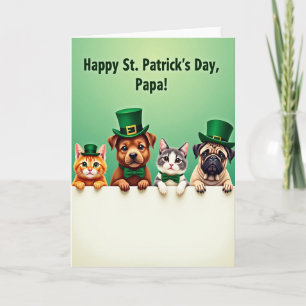 Söta husdjur Patrick Day Pappa-kort Kort