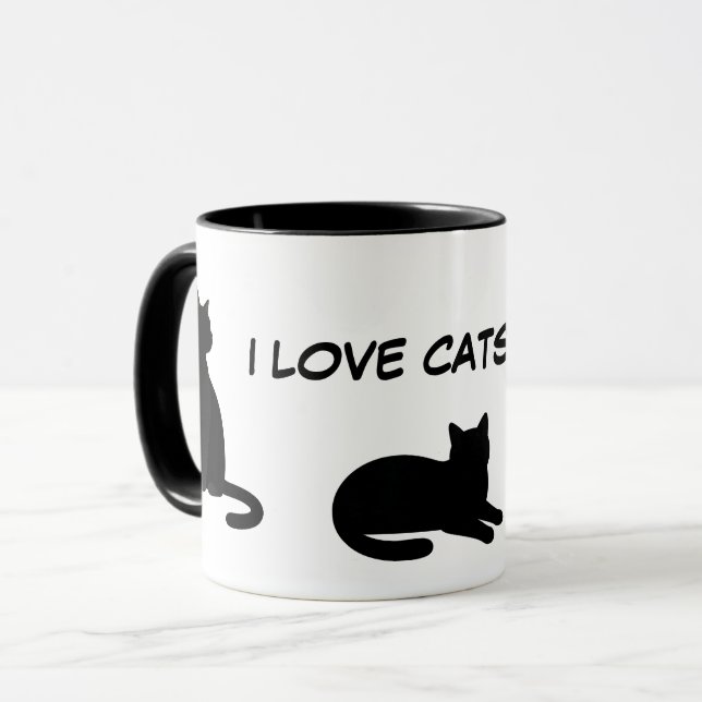 Söta husdjur Silhuetter Design - Katter 1 Mugg (Framsida vänster)