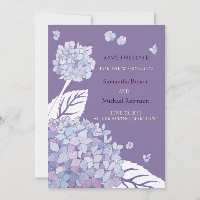 Söta Hydrangeas Bröllop spara datum-inbjudningar Datumet (Framsida)