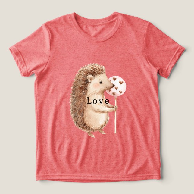 Söta Igelkottshjärta Kärlek T Shirt (Design Framsida)