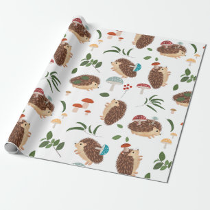 Söta Igelkottssvampar Skogs Djur Presentpapper