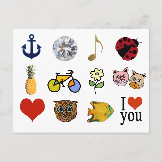 söta illustrationer vykort (Framsida)