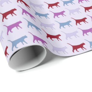 Söta Illustrerade Katter Går Lila Mönster Presentpapper