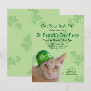 Söta irländska katt inbjudningskort till St. Patri