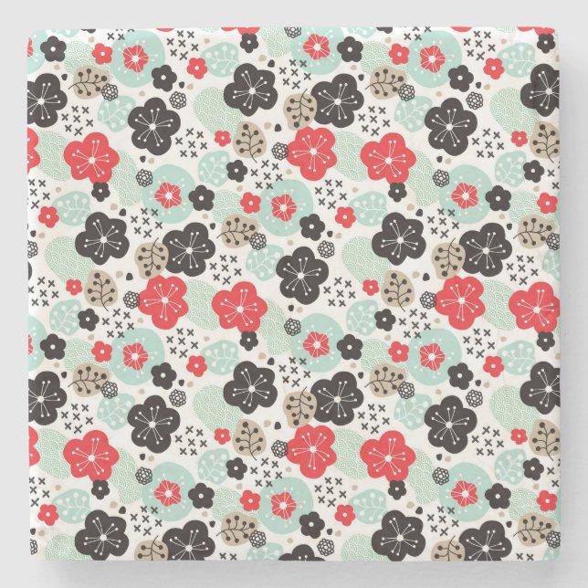 Söta japanska mönsterdesigner stenunderlägg (Framsidan)