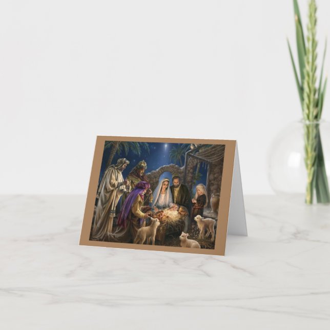 Söta Jesusbarnets julkrubba Helgkort (Framsida)