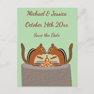 Söta jordekorrar höstbröllop Save the Date Vykort