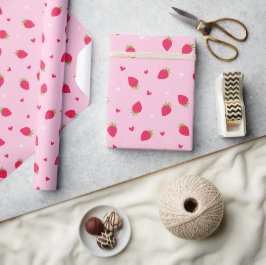 Söta jordgubbar Hjärtan Kärlek Bär Alla hjärtans d Presentpapper