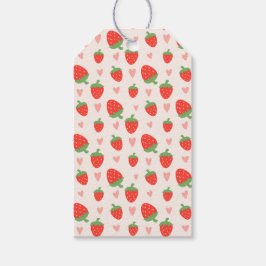 Söta jordgubbar och Hearts Gift-Märkre Presentetikett