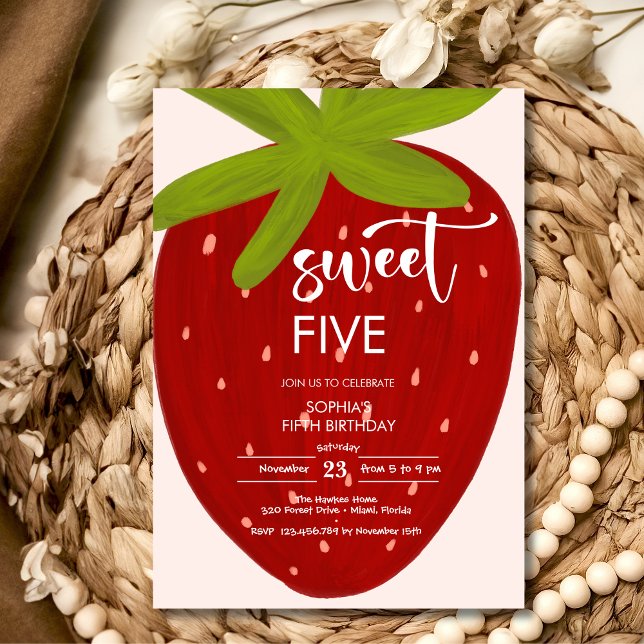 Söta jordgubbsbär barns födelsedag inbjudningar (Skapare uppladdad)