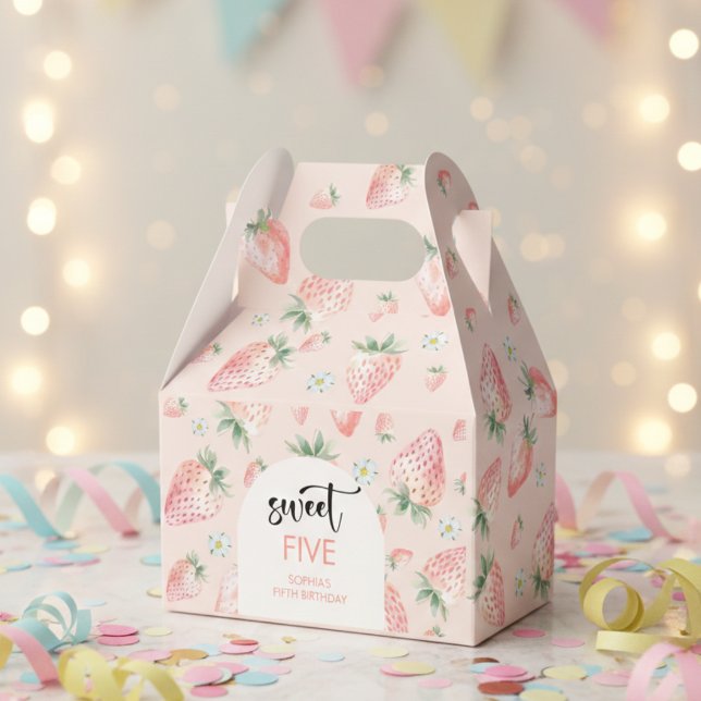 Söta jordgubbsbär barns födelsedag presentaskar (Skapare uppladdad)