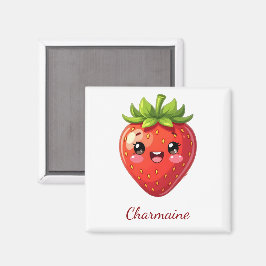 Söta jordgubbsmonogram kawaii magnet