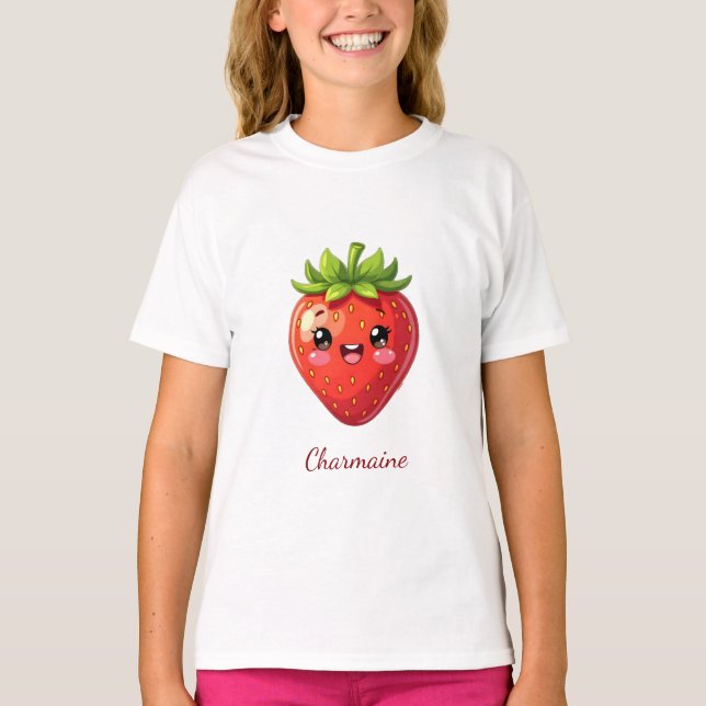 Söta jordgubbsmonogram kawaii t shirt (Framsida)