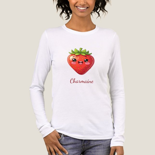 Söta jordgubbsmonogram kawaii t shirt (Framsida)