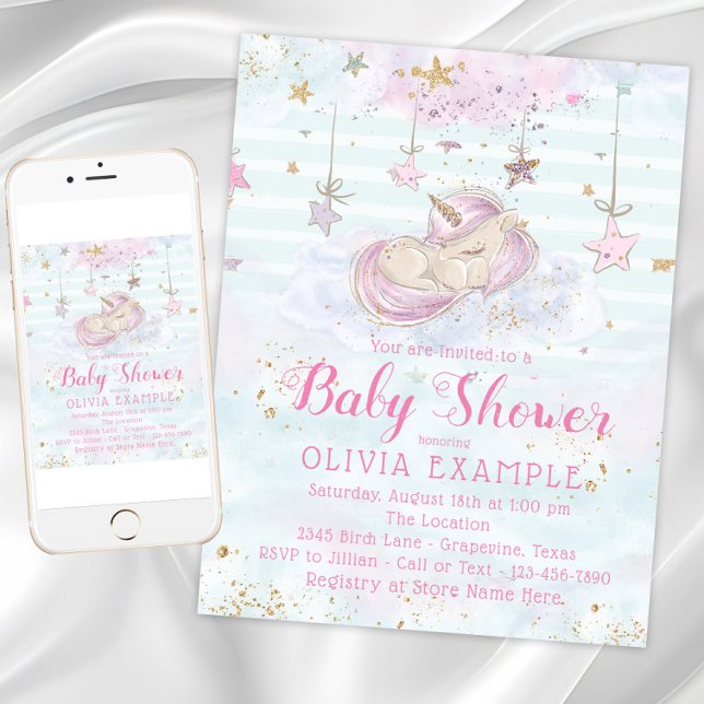 Söta jubileumsinbjudningar till sockermajs inbjudningar (Sweet unicorn baby shower invitation. Instant download and printed invitations available.)