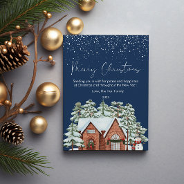 Söta jul cozy hus och snö lägenhet julkort