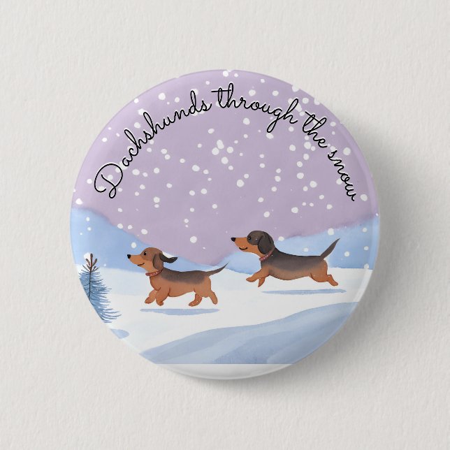 Söta jul-dackel Snö Korv Hundar Doxie Knapp (Framsida)
