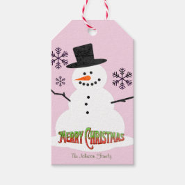 Söta jul snömannen snöflingor familj presentetikett