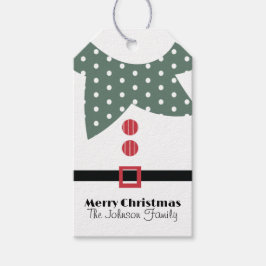 Söta jul-tomte familj presentkortetiketter presentetikett