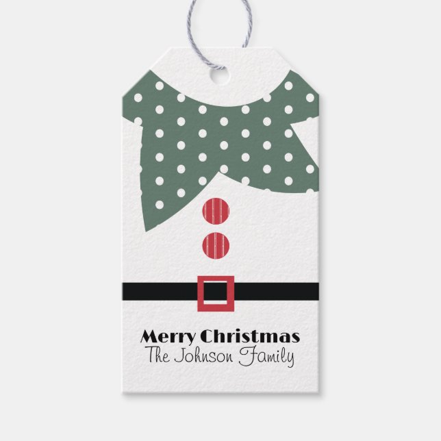Söta jul-tomte familj presentkortetiketter presentetikett (Framsidan)