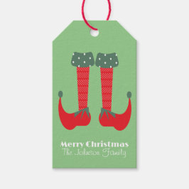 Söta jul-tomte-fötter presentfamilj etiketter