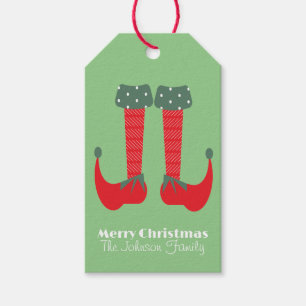 Söta jul-tomte-fötter presentfamilj etiketter