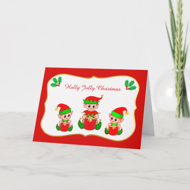 Söta jul-tomte-kort helgkort (Framsida)
