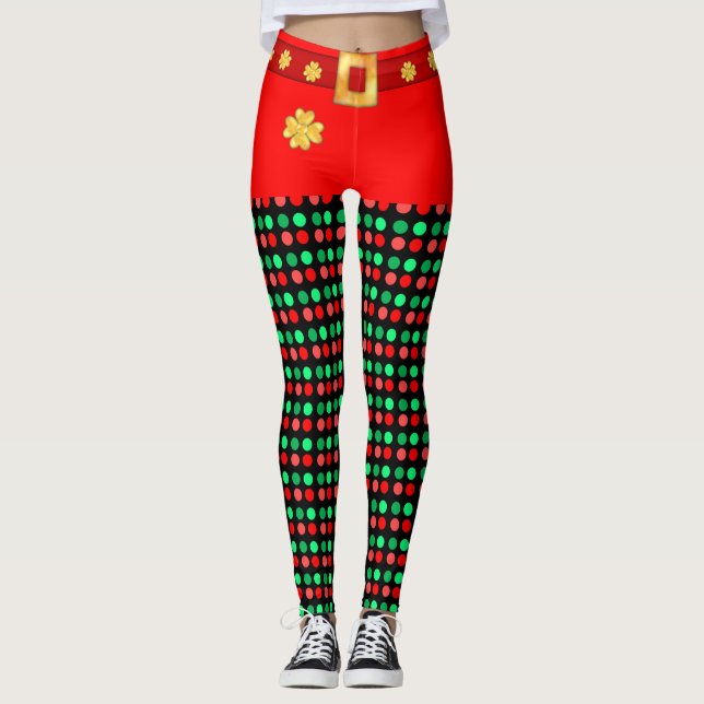 Söta jul-tomte prickiga leggings (Framsida)