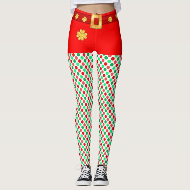 Söta jul-tomte prickiga leggings (Framsida)