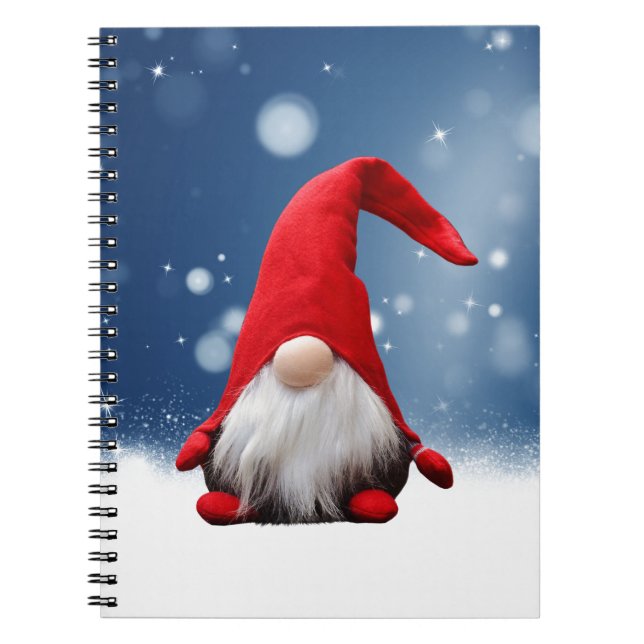 Söta jul tomte snö stjärnor anteckningsbok med spiral (Framsidan)