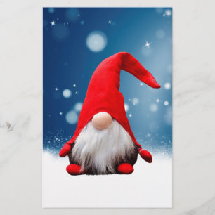 Söta jul tomte snö stjärnor brevpapper
