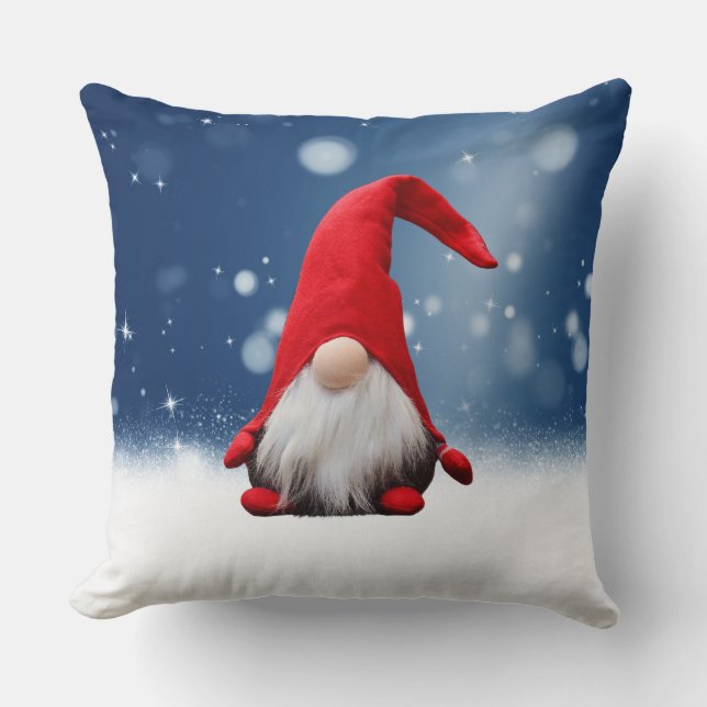 Söta jul tomte snö stjärnor kudde (Framsida)