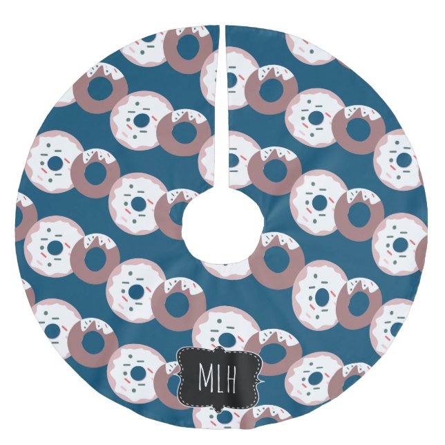 Söta juldonutspridningar familjeförbokstav julgransmatta borstad polyester (Framsidan)