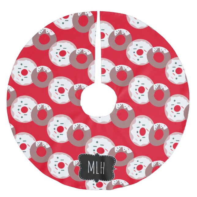 Söta juldonutspridningar familjeförbokstav julgransmatta borstad polyester (Framsidan)