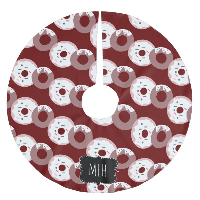 Söta juldonutströssel Familjeförbokstav Julgransmatta Borstad Polyester (Framsidan)