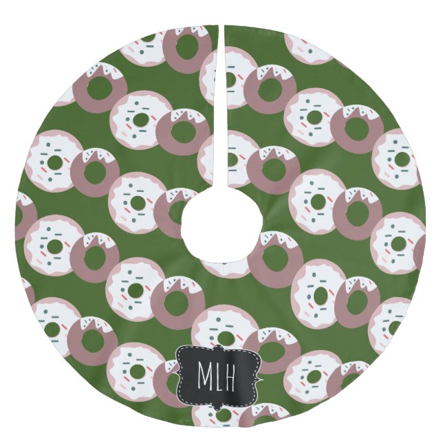 Söta juldonutströssel för familjens initial julgransmatta borstad polyester (Framsidan)