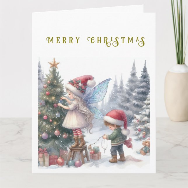 Söta julfajer firande julkort kort (Framsida)