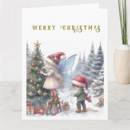 Söta julfajer firande julkort kort