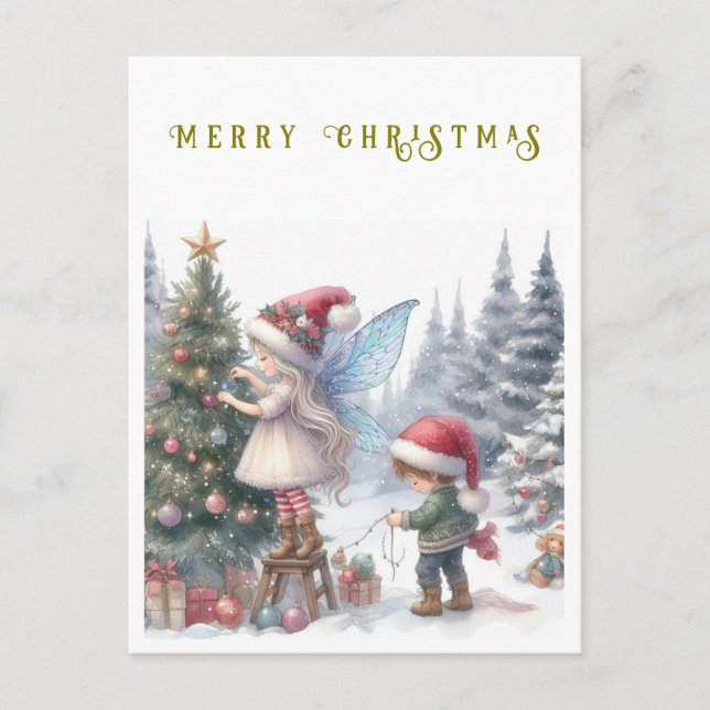 Söta julflickor semester postkort helg vykort (Framsida)