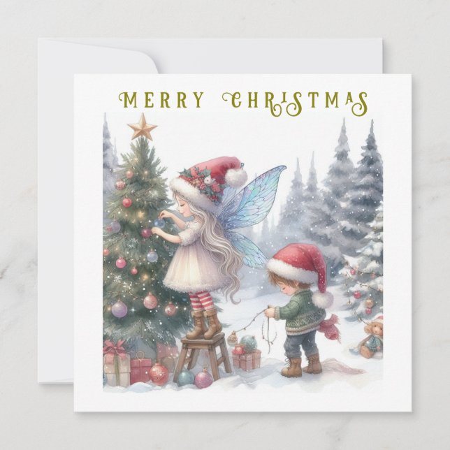 Söta julflickor semester postkort kort (Framsida)