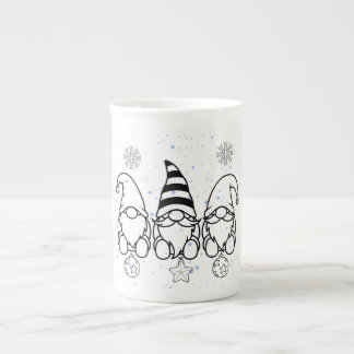 Söta julgnomar juldesign. benporslin mugg