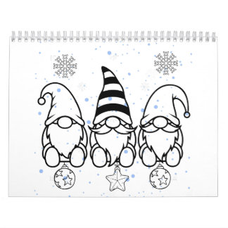 Söta julgnomar juldesign. Kalender