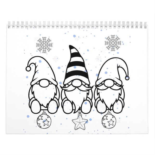  Söta julgnomar juldesign.  Kalender (Omslag)