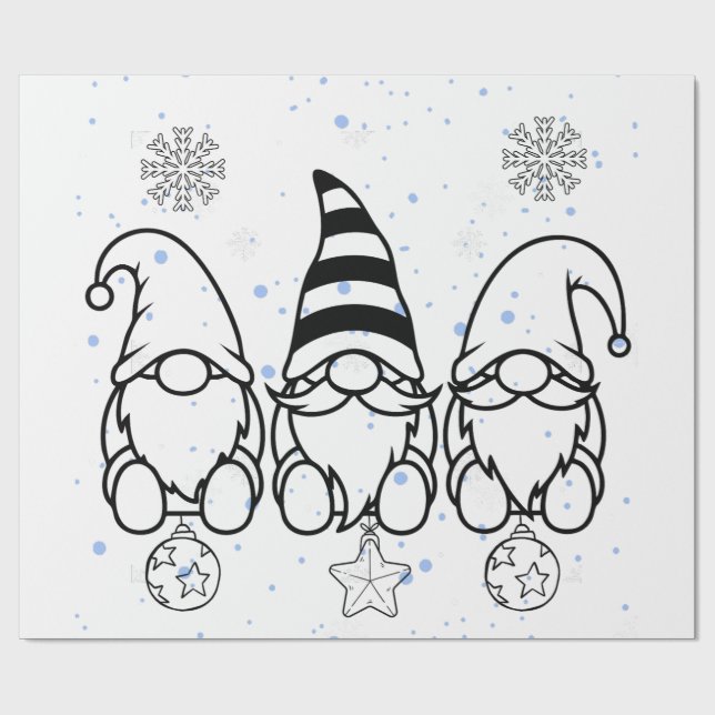Söta julgnomar juldesign.  presentpapper (Platt)