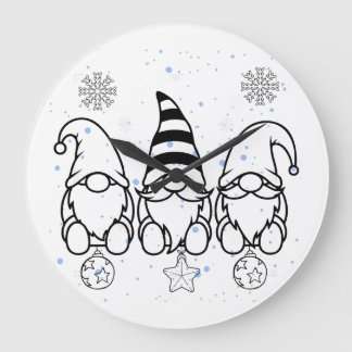 Söta julgnomar juldesign. stor klocka