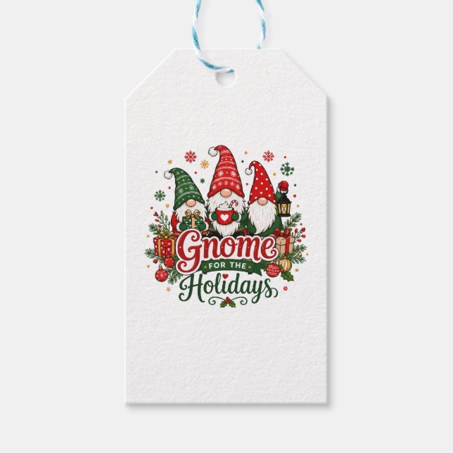 Söta julgnomar semesterdesign presentetikett (Framsidan)