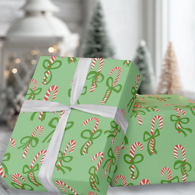 Söta julgodis Canylar Xmas Högtid Presentpapper (Cute Christmas Candy Canes Xmas Holiday Wrapping Paper
Green)