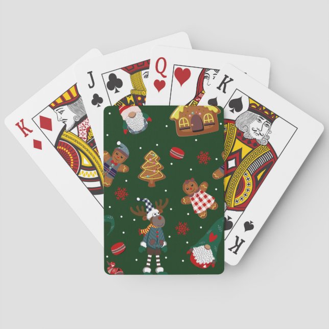 Söta julgodis Gingubbs Tomtar Renar Fest Casinokort (Baksidan)